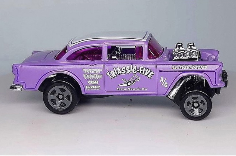 Hot Wheels 8/10 50th Anniversary Favorites Purple ‘55 Chevy Bel Air Gasser 1:64 