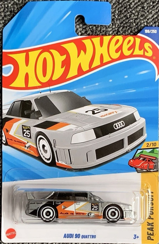 Hot Wheels Audi 90 Quattro JBB20 - Série Peak Pursuit 2/10, Échelle 1:64, Argent Métallisé, Modèle Collector 2025